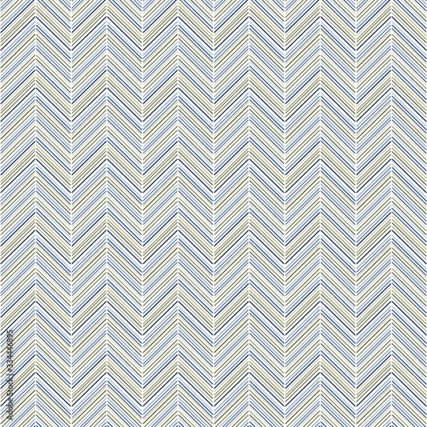 Fototapeta Vector Green Blue Chevron Lines on White Seamless Repeat Pattern. Background for textiles, cards, manufacturing, wallpapers, print, gift wrap and scrapbooking.
