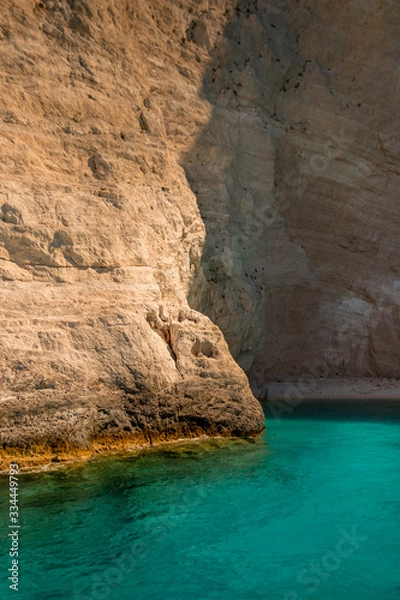 Fototapeta Beautiful turquoise water off of White Beach on Zakynthos