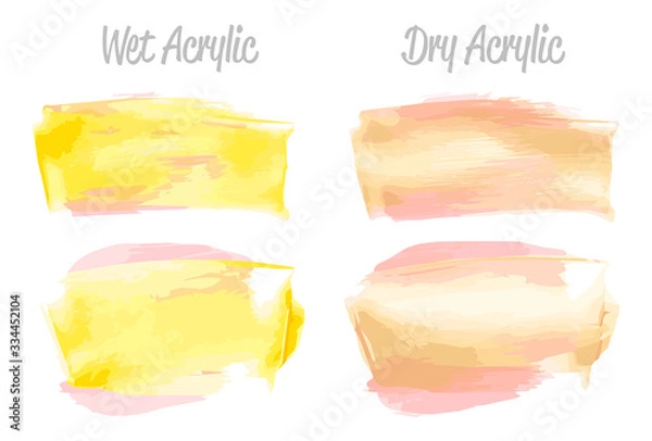 Obraz Vector pink and gold paint smear stroke stain set. Abstract gold glittering textured art illustration. Gold Texture Paint Stain Illustration. Hand drawn brush strokes vector elements. Acrilyc strokes.