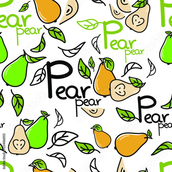 Fototapeta  seamless vector pattern. pear fruit. healthy and ecological food