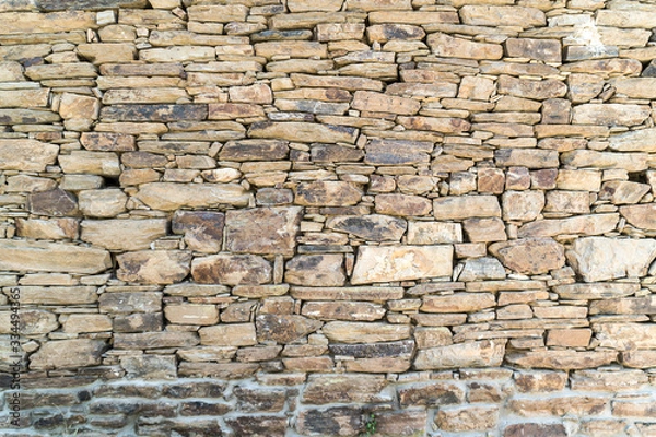 Fototapeta detail, dirty, textured, antique, structure, brick, nature, retro, design, wallpaper, brown, vintage, weathered, abstract, grunge, architecture, material, rough, surface, stone, pattern, wall, old, ba