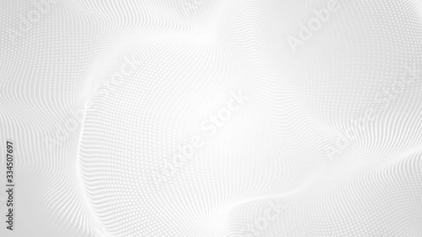 Fototapeta Dot white gray wave light technology texture background. Abstract big data digital concept. 3d rendering.