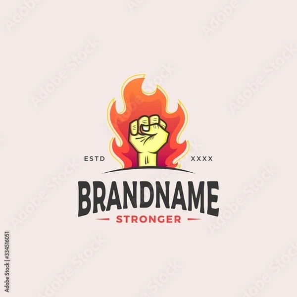 Fototapeta Strong hand logo design vector illustration