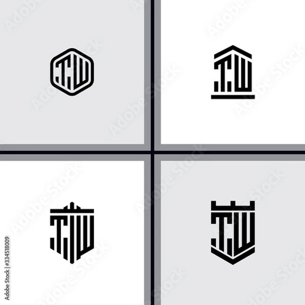 Fototapeta Inspiring logo design Set, for companies from the initial letters of the TW logo icon. -Vectors