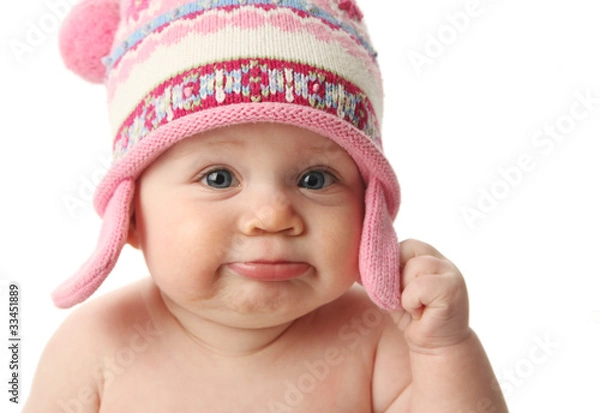 Fototapeta Baby wearing winter hat