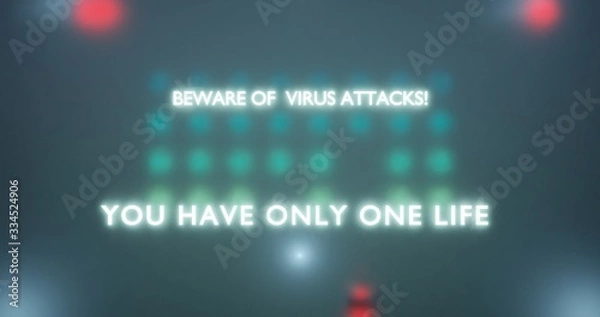 Fototapeta Walka z wirusami, gra zręcznościowa w stylu retro, plakat z ostrzeżeniem społecznym