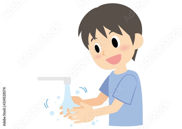 Fototapeta 男性の手洗い　ぬらす