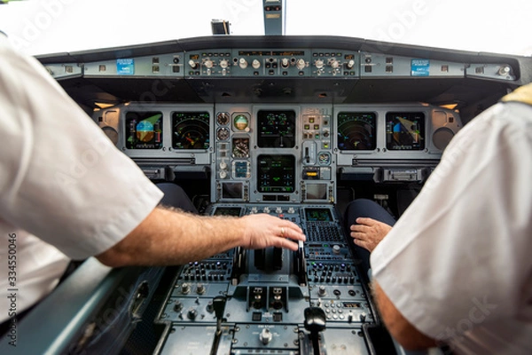 Obraz Widok z kokpitu samolotu w locie