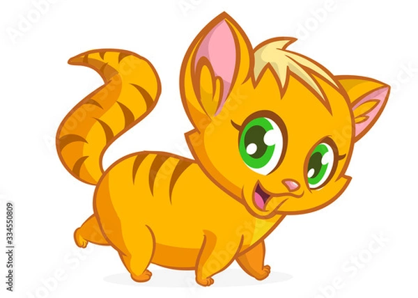 Fototapeta Cute and funny cartoon cat. Vector illustration