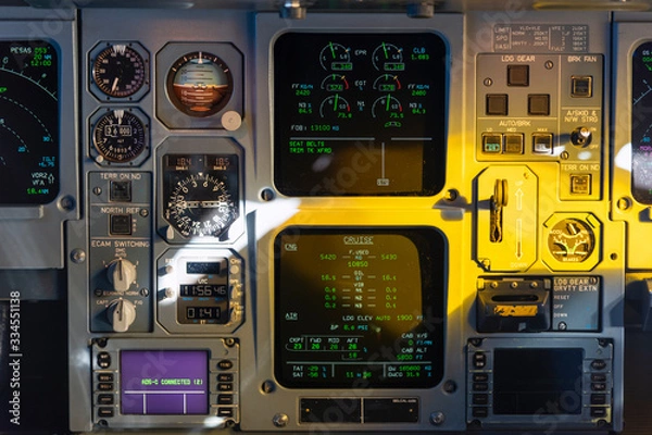 Obraz Cockpit view of an airplane in flight