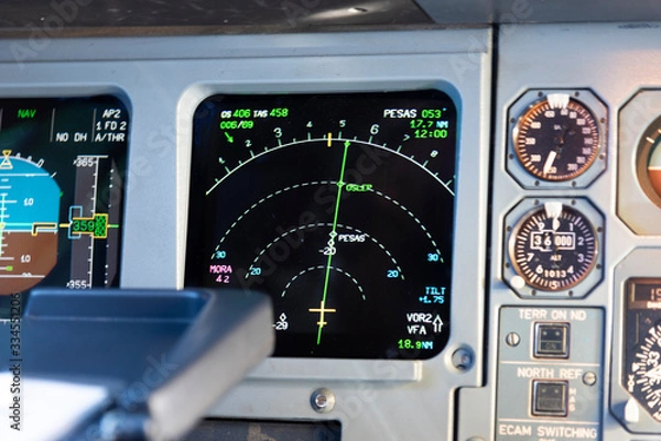 Obraz Cockpit view of an airplane in flight