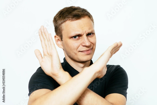 Obraz Stop gesture with indignation shown by men