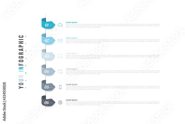 Obraz Infographics design vector and marketing icons with 6 options, steps or processes. Can be used for annual report, flow charts, diagram, presentations, web sites