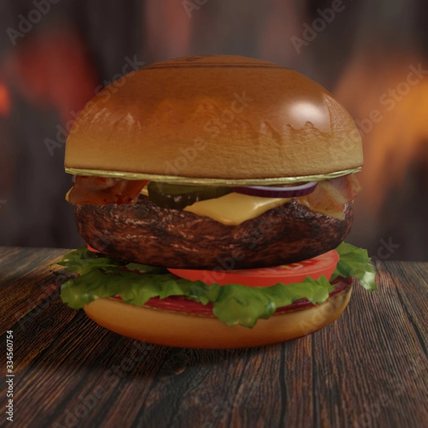 Obraz 3d rendered illustration of hamburger