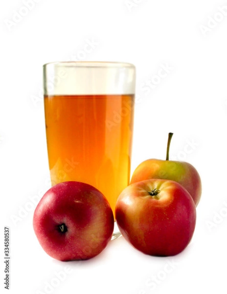 Obraz Fresh Apple juice in a glass. The image is isolated on a white background.