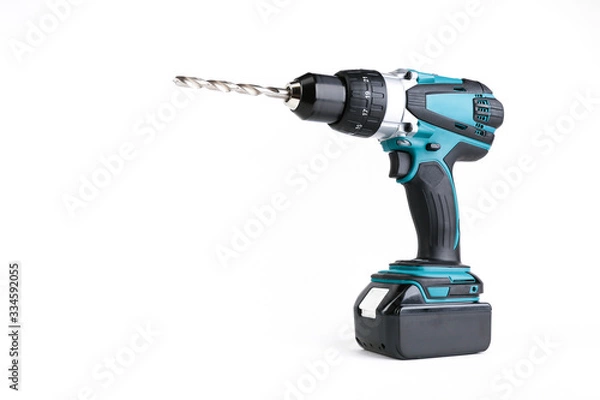Obraz cordless drill isolated on white background