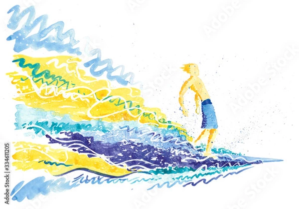 Obraz Colorful illustration of a boardsurfer