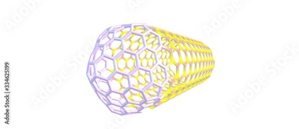 Fototapeta Hybrid capped nanotube molecular structure isolated on white