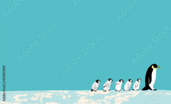Obraz March of a penguin family ペンギンファミリーマーチ