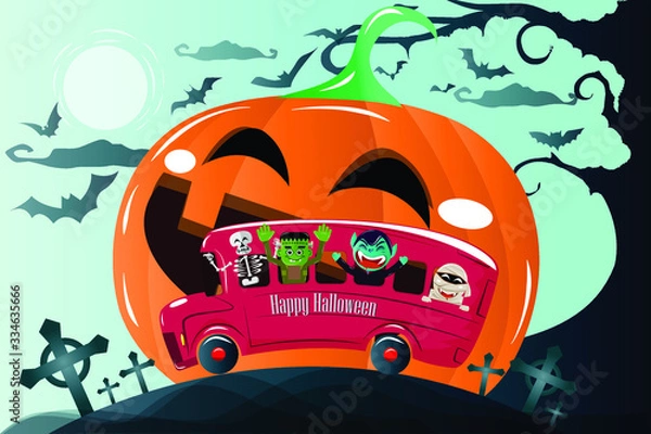 Obraz halloween pumpkin with a ghost