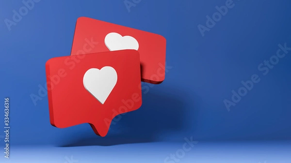 Obraz 3d render of social media icon,like symbol on blue background.