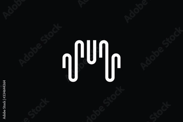 Fototapeta Minimal elegant monogram art logo. Outstanding professional trendy awesome artistic M MU UM initial based Alphabet icon logo. Premium Business logo White color on black background