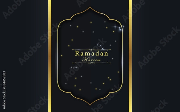 Fototapeta Illustration ramadan kareem with element beautiful and lantern concept in dark background.