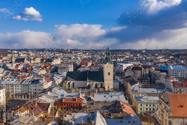Obraz iew on Latin Cathedral in Lviv, Ukraine  from drone