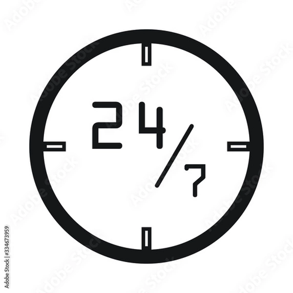 Fototapeta Clock with sign 24 hours isolated on white background. Vector illustration