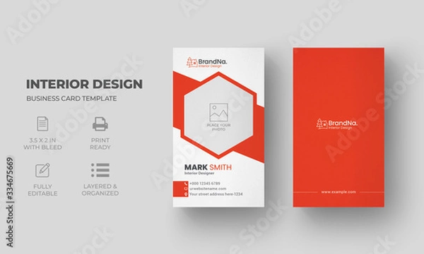 Fototapeta Vertical Interior Business Card template