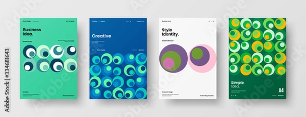 Obraz Company identity brochure template collection. Business presentation vector A4 vertical orientation front page mock up set. Corporate report cover abstract geometric illustration design layout bundle.