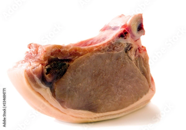 Obraz Fresh raw meat pork. Image is isolated on a white background.