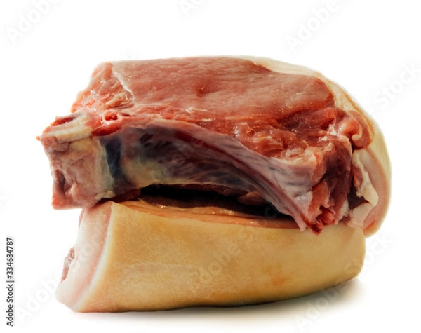 Obraz Fresh raw meat pork. Image is isolated on a white background.