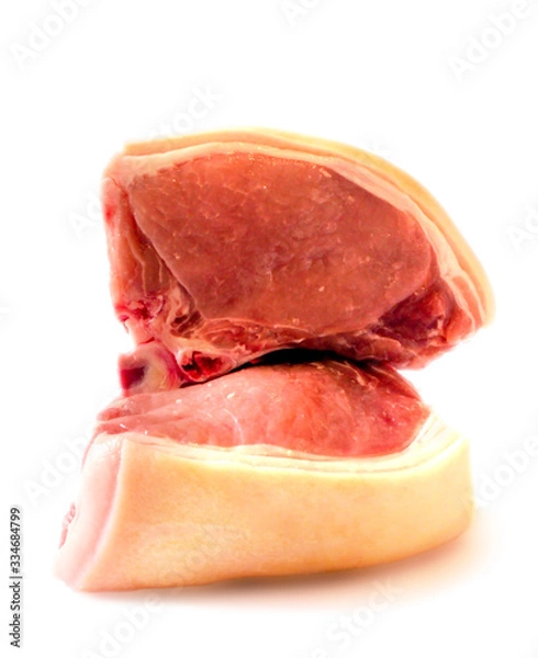 Obraz Fresh raw meat pork. Image is isolated on a white background.