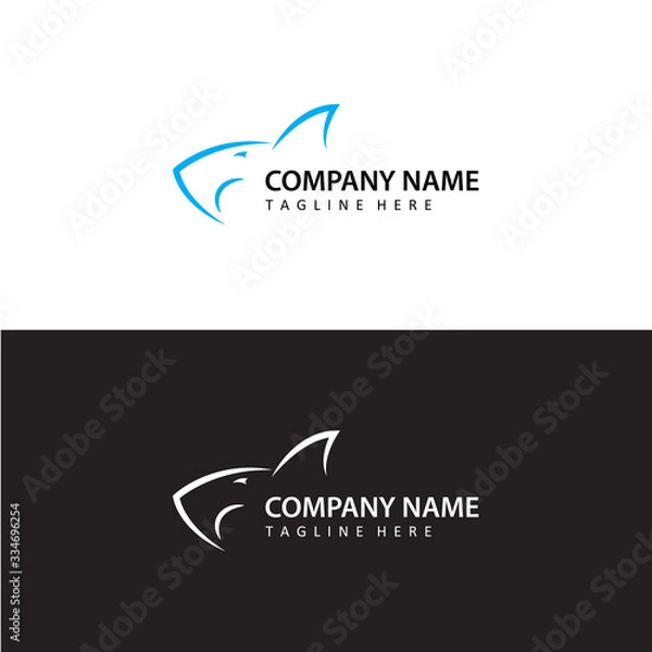 Fototapeta shark logo template design vector in isolated white background