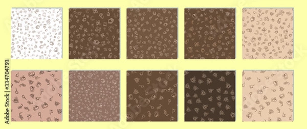 Fototapeta Coffee seamless vector pattern for Cup mug, restaurant or cafe menu design. 
