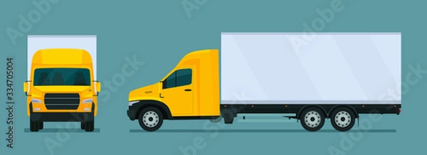 Fototapeta Сargo truck isolated. Сargo truck with side and front view. Vector flat style illustration.
