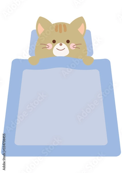 Fototapeta 朝起きたネコのイラスト