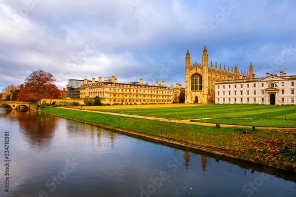 Obraz View of University with Chapel in Cambridge, England, UK during the cloudy autumn day