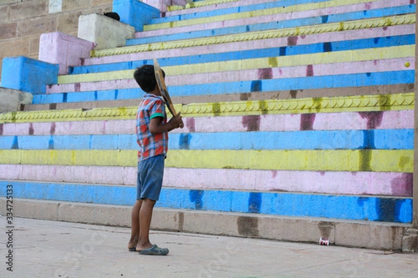 Obraz boy climbing stairs
