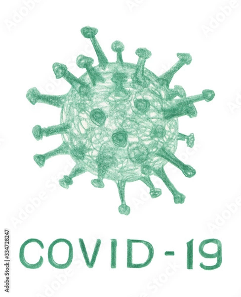 Obraz Card with the phrase Covid-19 on white background isolated. Supporting design for covid virus quarantine, social isolation