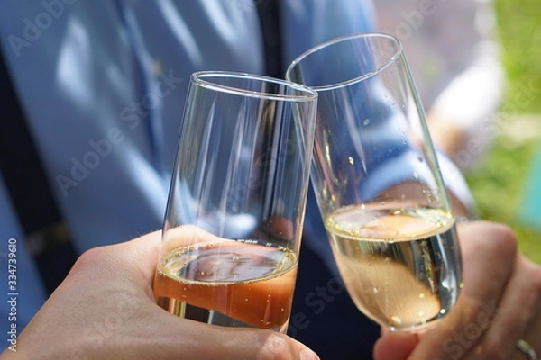 Obraz Sparkling wine toast
