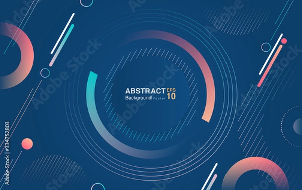 Fototapeta Gradient circle shapes on classic blue background. Futuristic background concept. Vector EPS 10