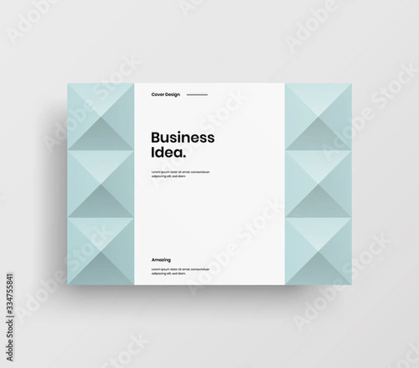 Fototapeta Creative business presentation vector A4 horizontal orientation front page mock up. Modern corporate report cover abstract geometric illustration design layout. Company identity brochure template.
