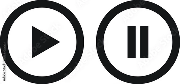 Obraz Play and pause vector button black icons