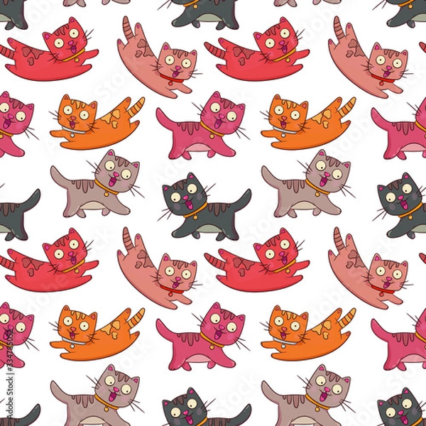 Fototapeta  childish seamless pattern. animals - funny cats
