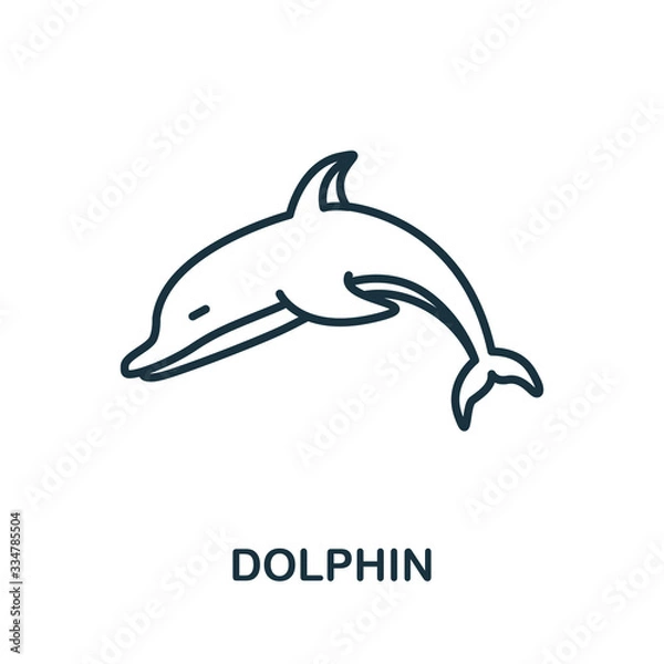 Obraz Dolphin icon from wild animals collection. Simple line Dolphin icon for templates, web design and infographics