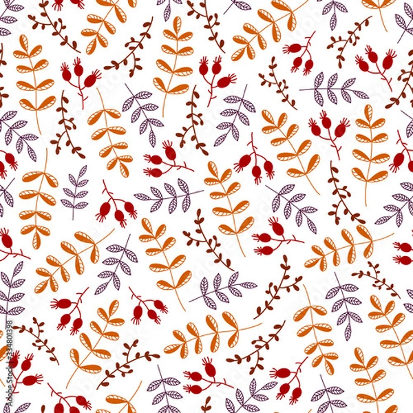 Fototapeta Seamless pattern with autumn leaves
