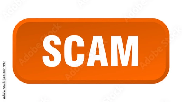 Fototapeta scam button. scam square 3d push button