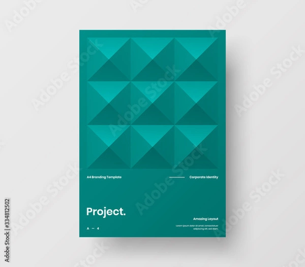 Fototapeta Amazing business presentation vector A4 vertical orientation front page mock up. Modern corporate report cover abstract geometric illustration design layout. Company identity brochure template.